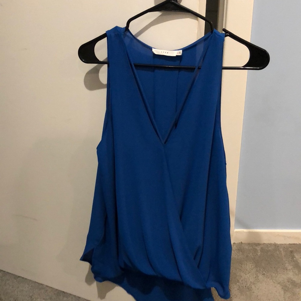 Lush High Low Blue Cross Over Tank